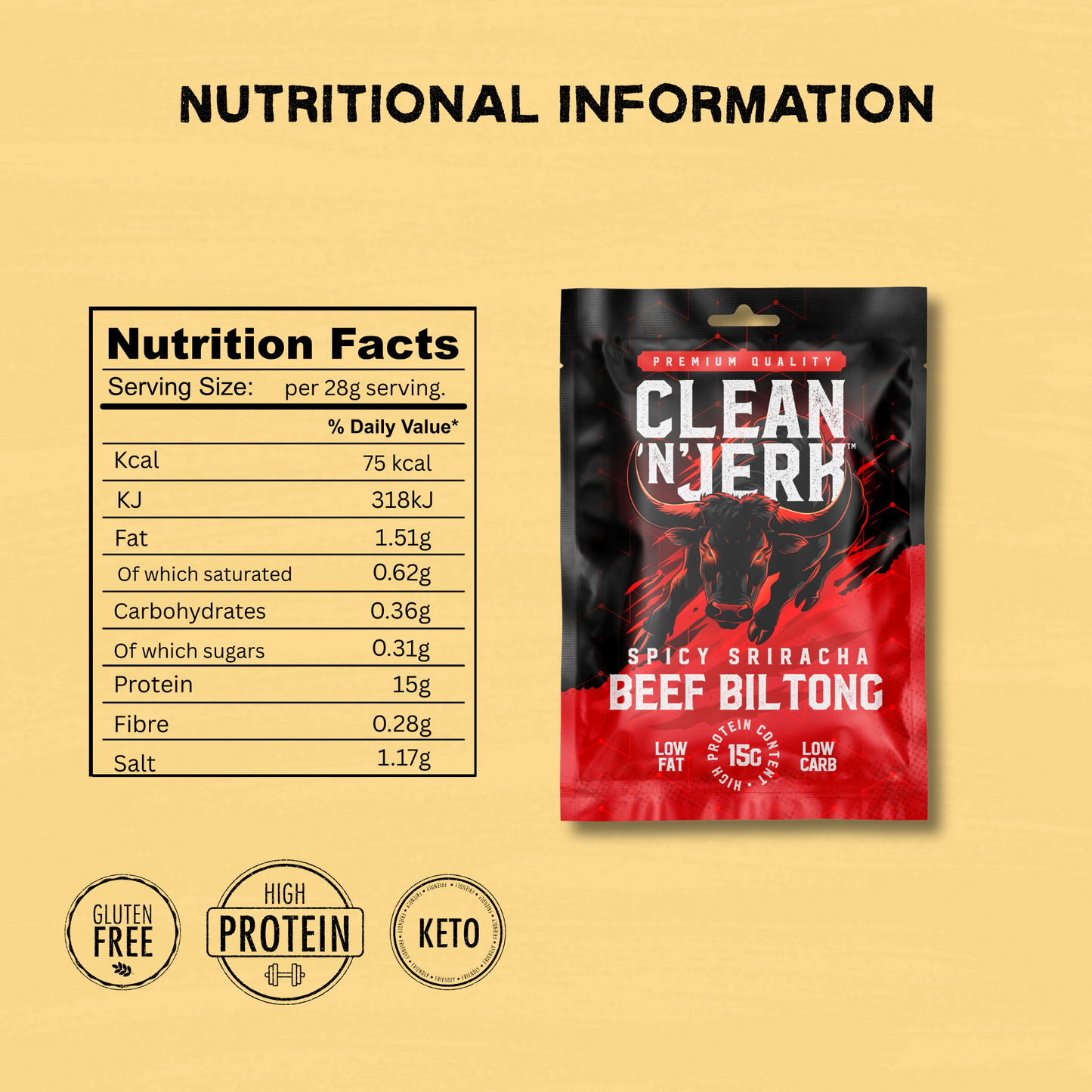 Spicy Sriracha Biltong 28g - 10 pack