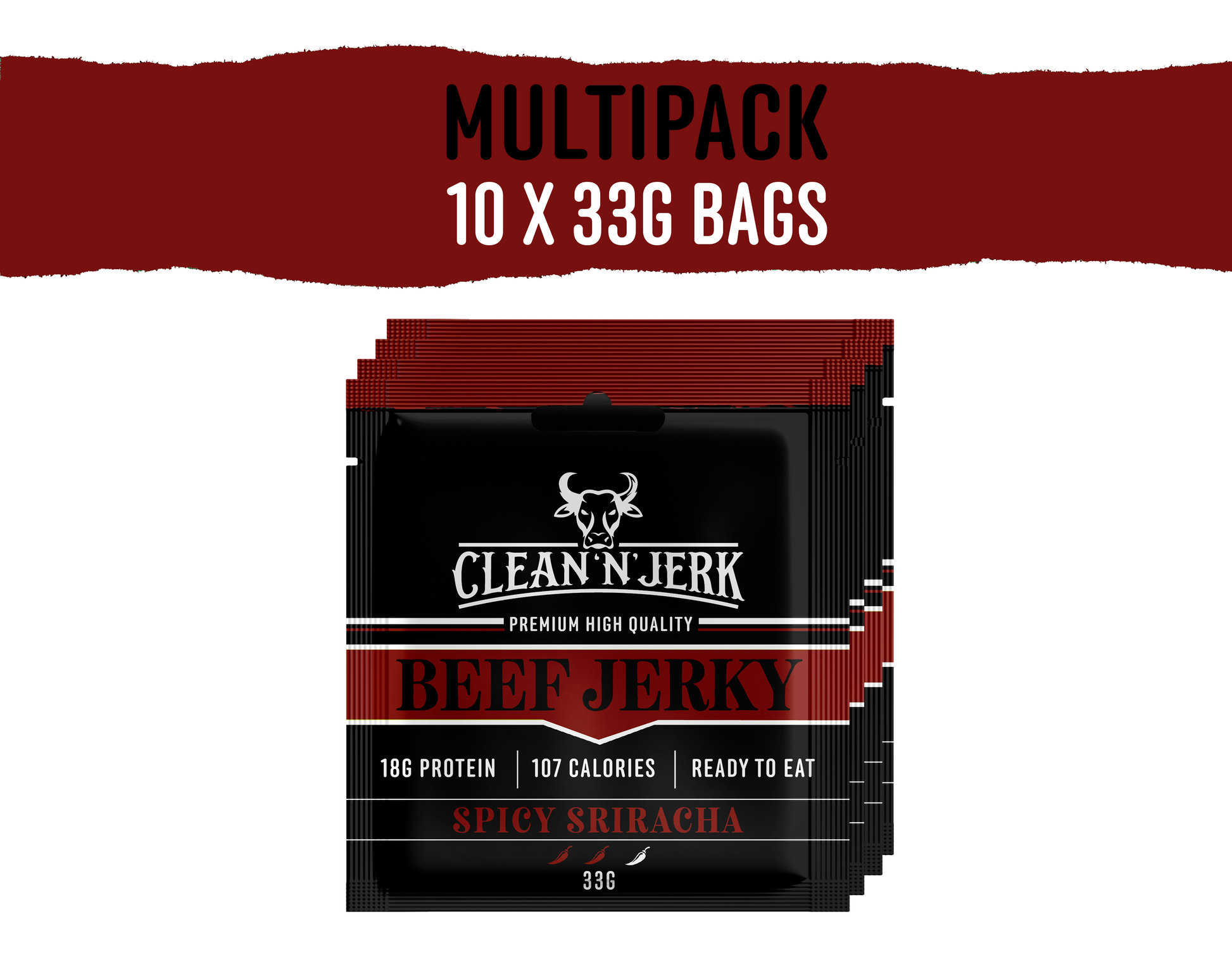 Spicy Sriracha Multipack | Spicy Sriracha 33g | Clean 'N' Jerk