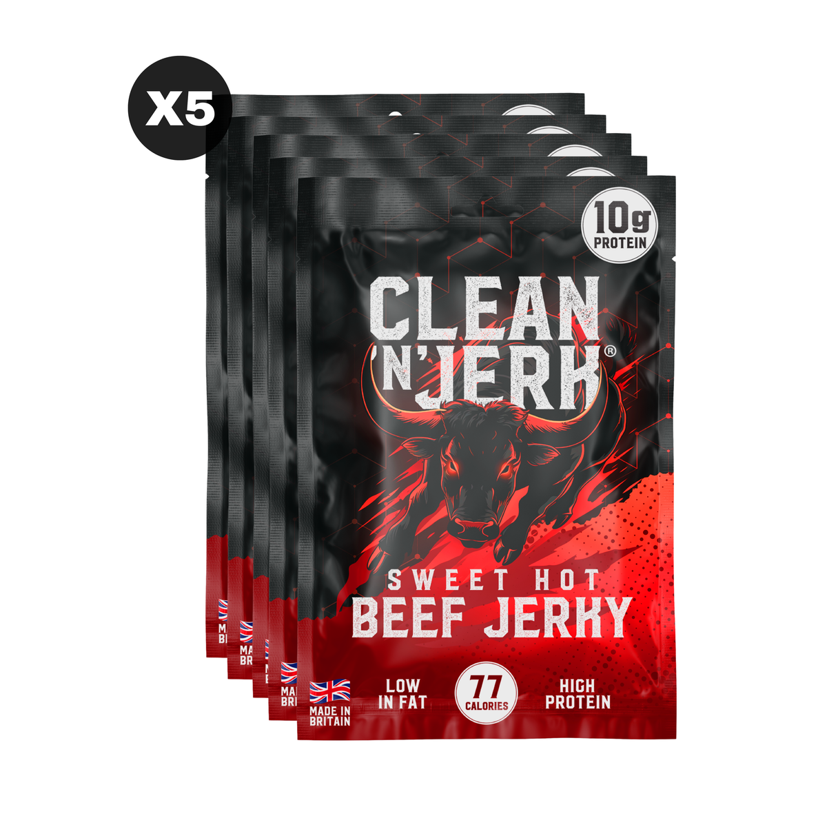 Sweet Hot Beef Jerky pouch made with 100% grass-fed beef