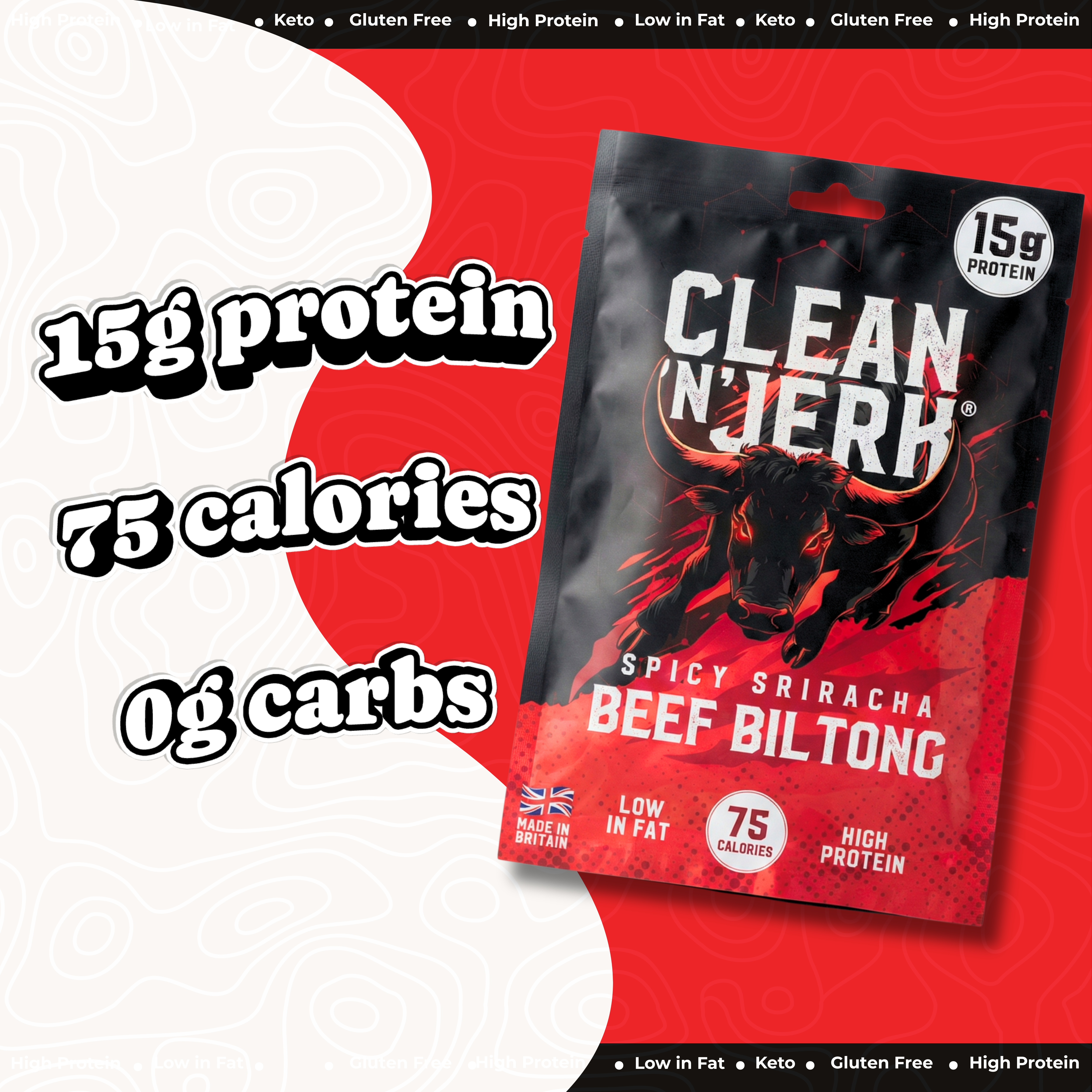 Spicy Sriracha Beef Biltong 28g - 10 pack