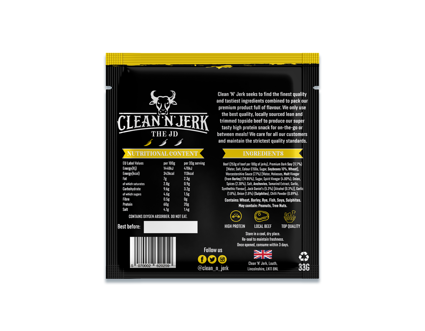 The JD Beef Jerky | UK Beef Jerky | Clean 'N' Jerk