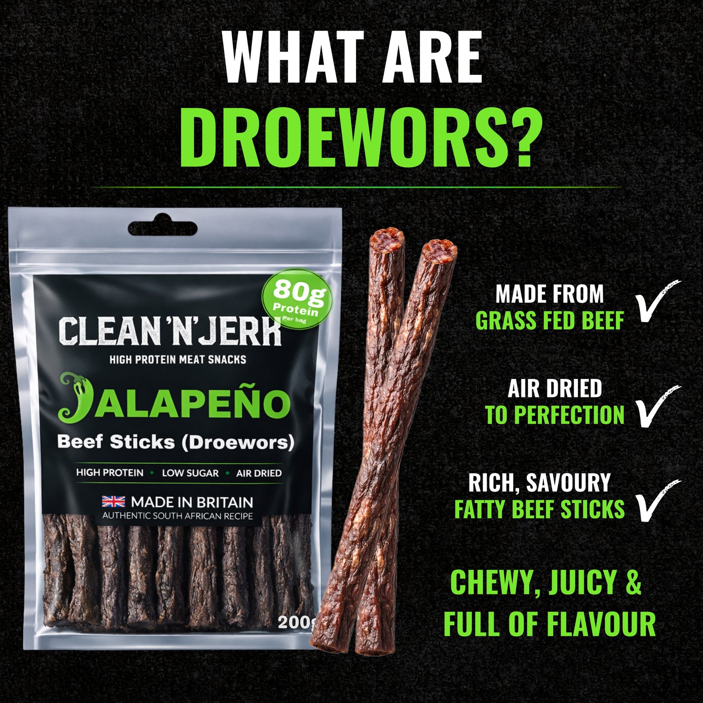Jalapeño Droewors/ Beef Sticks