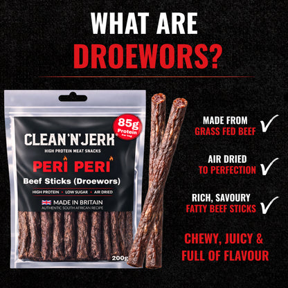 Peri Peri Droewors Beef Sticks 200g