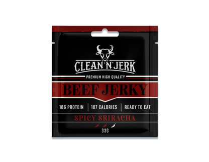 Spicy Sriracha Beef Jerky 33g | Sriracha flavor Jerky | Clean 'N' Jerk