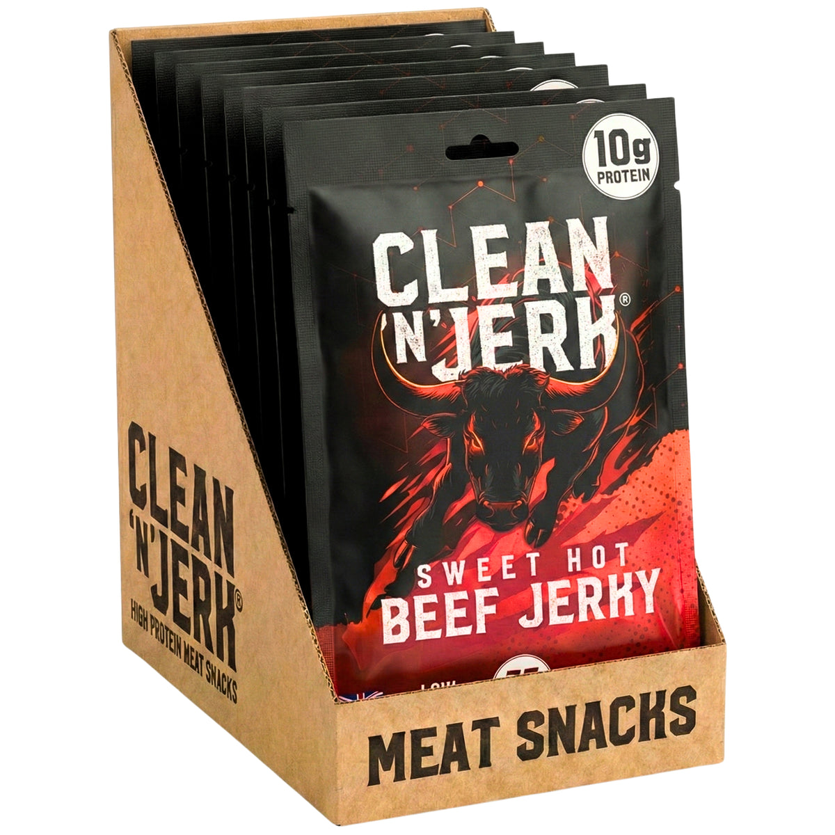 Sweet Hot Beef Jerky pouch made with 100% grass-fed beef