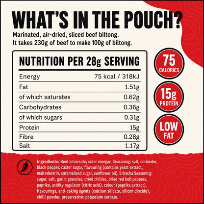 Spicy Sriracha Beef Biltong 28g