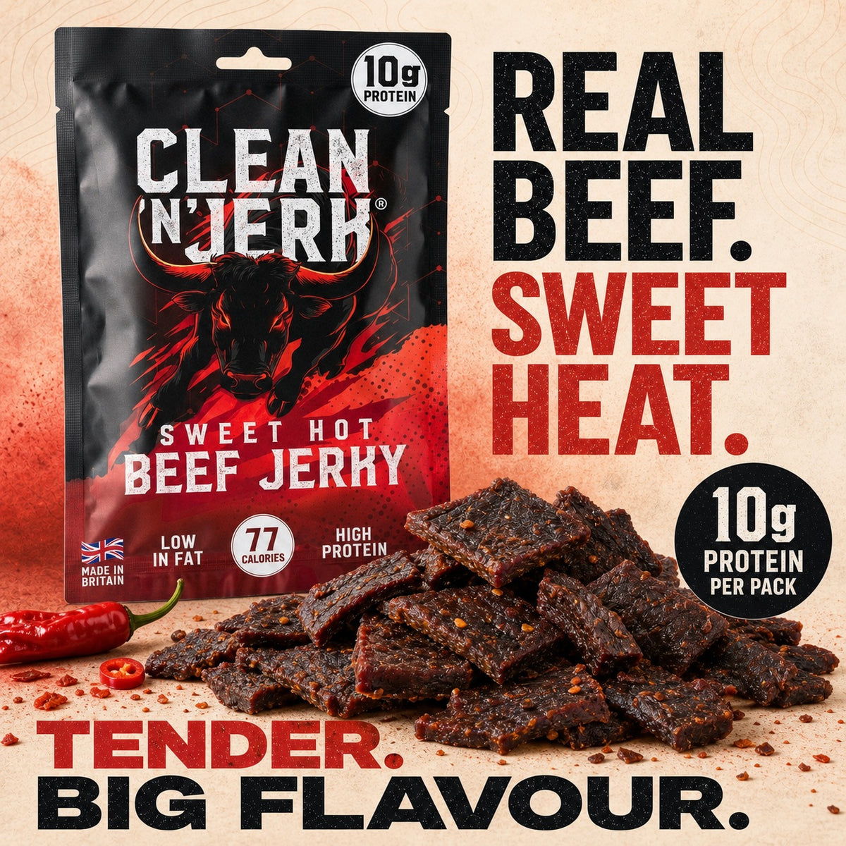 Sweet Hot Beef Jerky 28g - 10 Pack